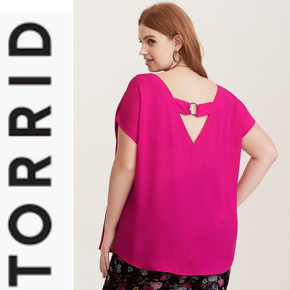 Torrid Pink georgette Shirt with O-ring Back